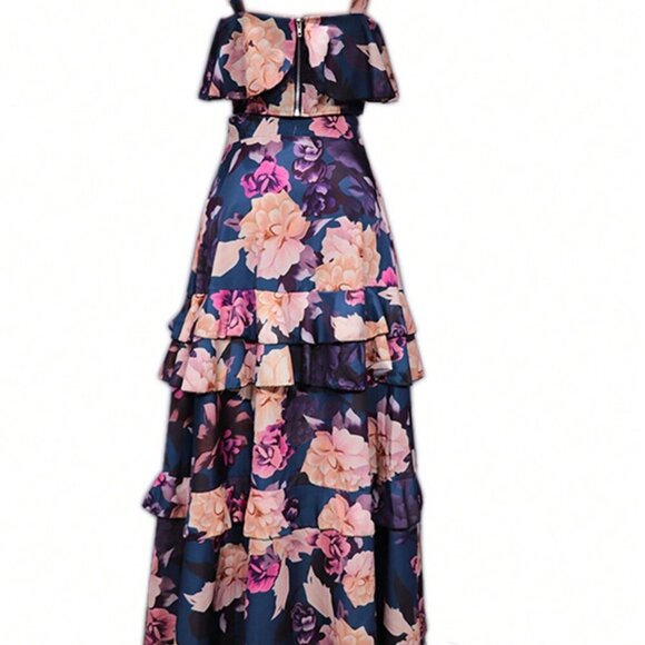 Multicolor Floral Print cropped top & maxi skirt coord set  Spring/Summer - Picture 9 of 9